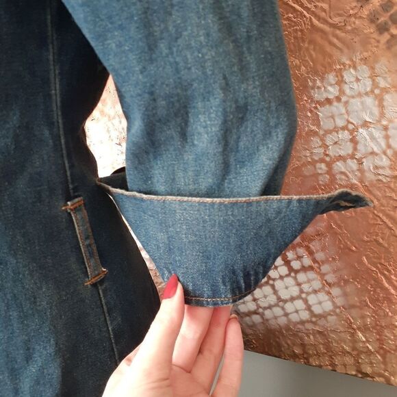 Vintage Stretch Cotton Dark Wash Denim Midi Dress - Picture 10 of 16